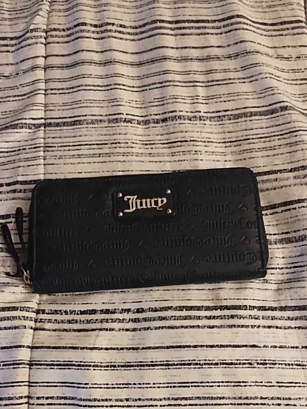 Juicy Couture Black Embossed Zip Wallet